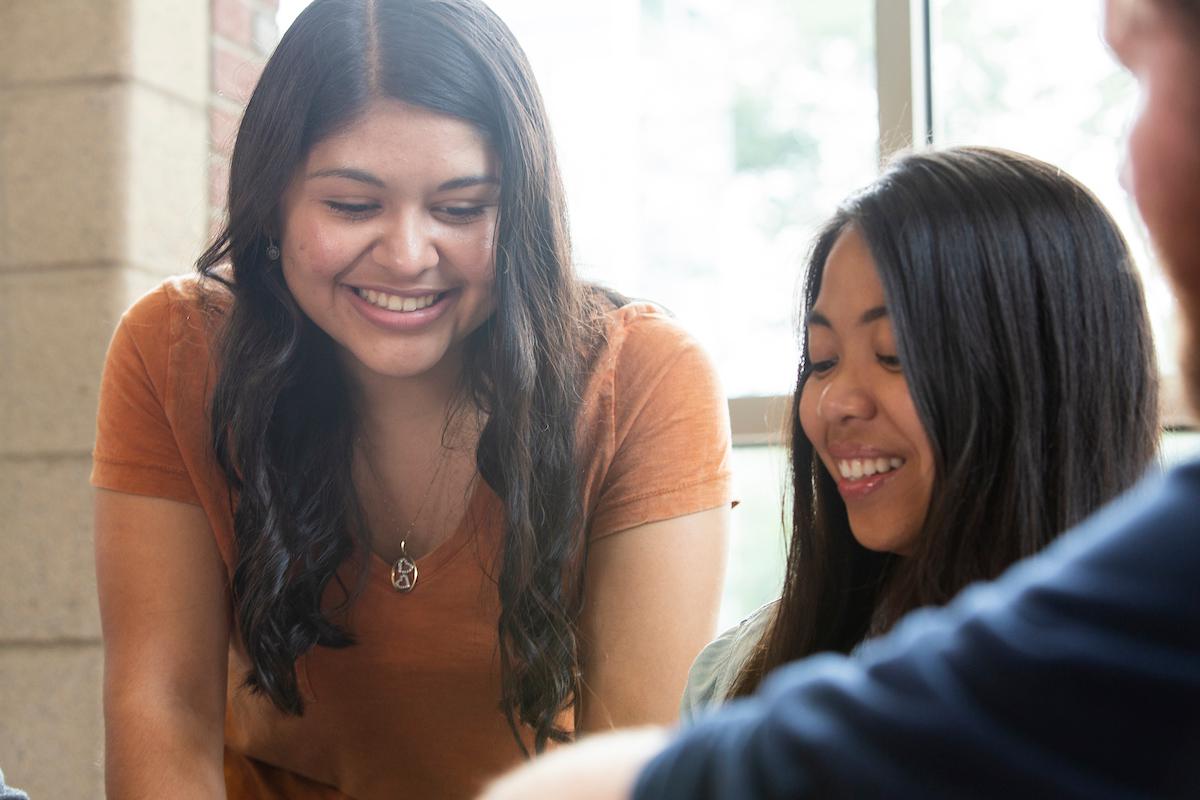 Two female students studying together