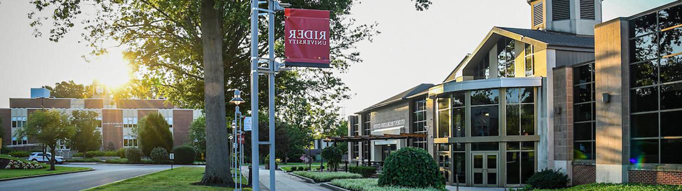 Sunset behind Moore Library